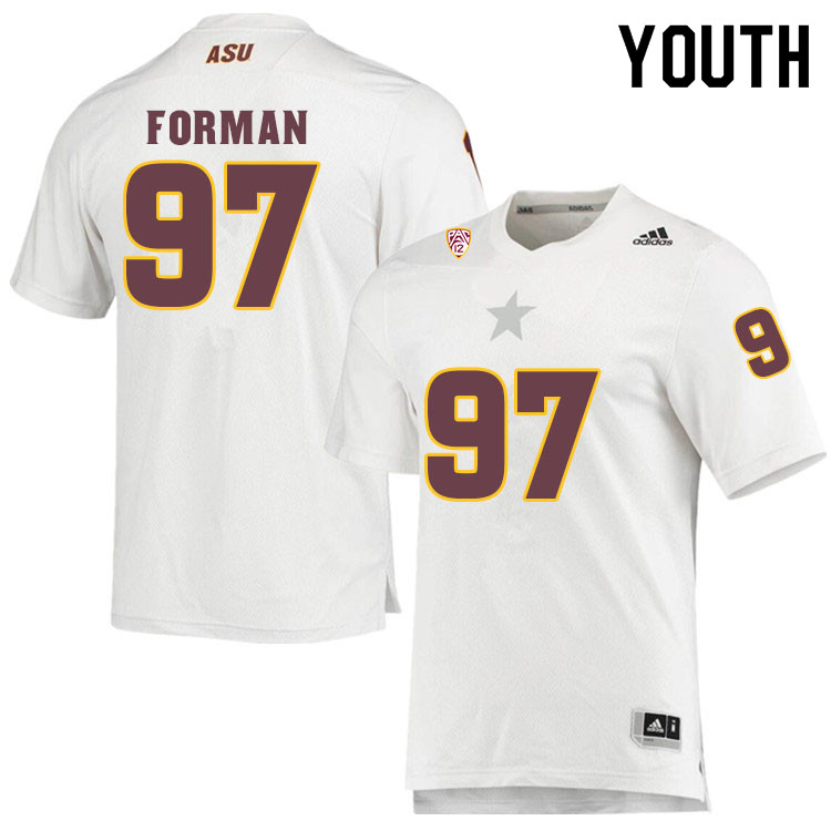 Youth #97 Shannon FormanArizona State Sun Devils College Football Jerseys Sale-White - Click Image to Close
